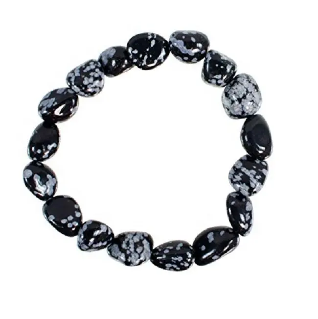 Armband indische Schneeflocke Obsidian Tömmelsteinschmuck Armband Naturstein Schmuck Herren und Damen Geschenk Energie Meditation Armband