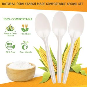 Cucharas Desechables Biodegradables, Paquete de 50, 6.7 Pulgadas, Juego de Cubiertos Resistentes Compostables para Fiestas, Bodas, Campamentos - Product Image 3