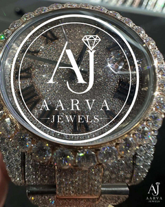 Montre à quartz Moissanite Iced Out en acier inoxydable, montre-bracelet analogique de luxe entièrement sertie avec affichage de la date, unisexe - Product Image 4