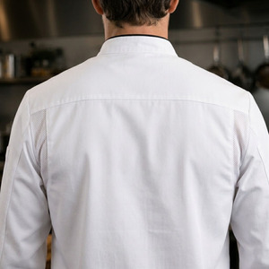 Veste de chef professionnelle personnalisée, imperméable, respirante, avec panneaux en maille, uniforme de cuisinier exécutif - Product Image 6