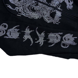 Sweat-shirt à capuche zippé noir pour homme Index Apparel, imprimé dragon en strass, style streetwear, vêtements d'hiver - Product Image 5