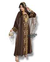 Robe longue en mousseline de soie pour femme, coupe droite, col montant, manches longues, imprimé floral naturel, idéale pour les soirées ou occasions formelles
