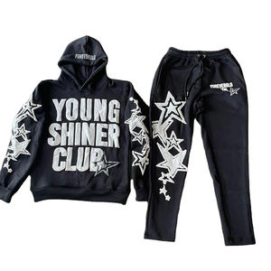 Survêtement personnalisé pour homme à séchage rapide, coupe oversize et carrée, imprimé en relief, avec capuche, fabriqué au Pakistan - Product Image 1