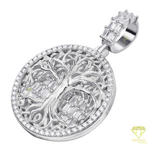Iced Out <b>Tree</b> Pendant <b>Necklace</b> With Gold Finish and Premium Moissanite Stones - Product Image 5