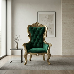 <span class=keywords><strong>Poltrona</strong></span> Trono di Lusso Personalizzata con Schienale Alto, in Legno Massello Intagliato a Mano, Rivestita in Pelle Trapuntata, per Hall di Hotel, Villa, Lounge VIP - Product Image 3
