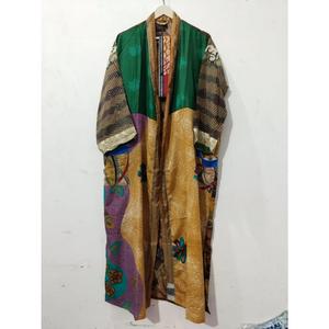 Elegant Sexy Comfortable Vintage Boho Style Women's Silk Sari Kimono <b>Robe</b> Floral Pattern Breathable Sleepwear <b>Beach</b> House Bridal - Product Image 5