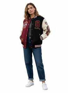 Veste universitaire de baseball personnalisée pour hommes, de haute qualité, en gros, avec broderie chenille et manches en cuir, logo frontal, idéale pour l'hiver - Product Image 2