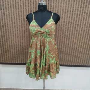 Women's Summer Boho Simple Floral Printed Silk Viscose Polyester Woven Loose Silhouette Floor-Length Ruffle Hem <b>Elastic</b> Waist - Product Image 3