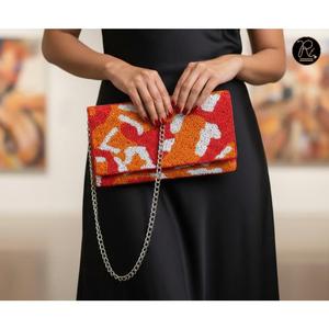Pochette de soirée élégante perlée faite main pour mariage, sac de soirée brodé de perles, accessoires ethniques de mariée pour femme - Product Image 6
