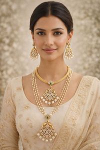 High Quality Traditional South <b>Indian</b> Ethnic Brass Bridal Set Zircon Flower Design Rose Gold Plated Party Anniversary Gift - Product Image 2