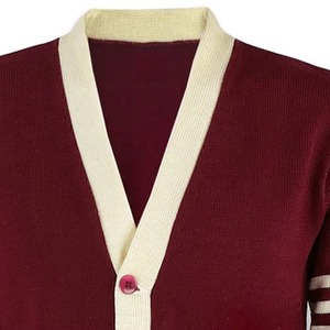 High Quality School <b>Cardigan</b> Sweater Wool/Acrylic V-neck <b>Thick</b> College Apparel Unisex Fit Custom OEM Service Blank Knit - Product Image 2