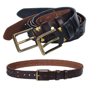 Cinturón de cuero genuino tejido a mano para hombre y mujer - Product Image 3