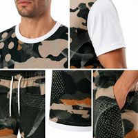 Ensemble de t-shirt et short pour homme personnalisé, imprimé camouflage, séchage rapide, 2 pièces, vêtements de sport d'été, respirant, polyester, sublimation