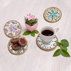 Sous-verre rond en nacre et rotin, style bohème, pour la maison et l'hôtellerie, idéal pour les mariages, à prix abordable - Product Image 5