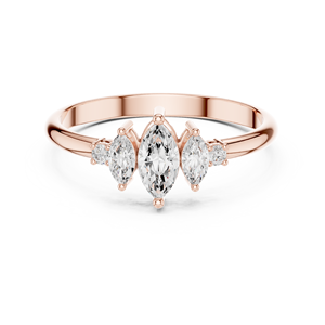 Bague de fiançailles en or rose avec cluster de diamants en moissanite taille marquise pour femme, style vintage, pour mariage, anniversaire ou promesse - Product Image 2
