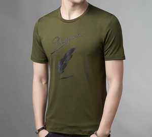 <b>Men's</b> Short Sleeve O-Neck T-Shirt With Print Slim Fit Casual Wear Knitted 100% Cotton Breathable Front Logo - Product Image 1