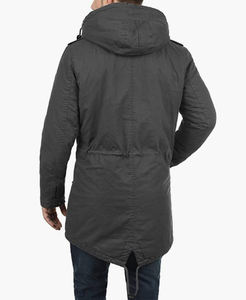 Parka pour homme style urbain, best-seller, en toile de haute qualité avec col montant, couleur unie, enduite pour usage extérieur - Product Image 5