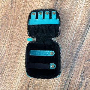Nouveau point de botte Turquoise daim cuir suspendu cosmétique et point de botte en cuir suédé carré boîte à bijoux ensemble combiné pour les femmes - Product Image 6