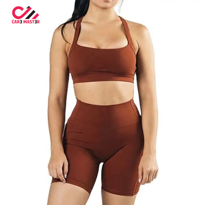 Conjunto Deportivo Vintage en Oferta, Ropa de Yoga, Conjunto de 2 Piezas con Botones Bordados, Shorts Ajustados y Transpirables para Mujer - Product Image 5