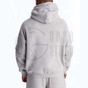 Ensemble de survêtement premium 2-en-1 avec sweat à capuche, coupe oversize, en molleton de coton épais 450 GSM, manches détachables, personnalisable OEM - Product Image 6