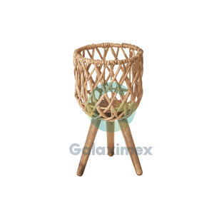 Pot de fleurs tissé écologique, pliable, vente en gros, paniers à plantes en herbe avec doublure pour la décoration de jardin, prix d'usine - Product Image 2
