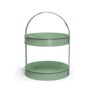 Support à gâteau galvanisé à deux niveaux, support à gâteau en métal, support à gâteau motif montagne verte, présentoir à snacks réutilisable, support à gâteau à poteaux verts - Product Image 5