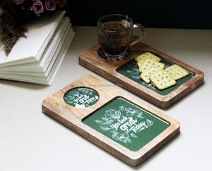 FWE Ensemble de plateaux de service design avec belle impression sur bois Plateau rectangulaire en gros en vrac pour hôtel et restaurant UtiliséPar FWE - Product Image 4