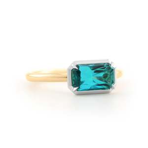 Emerald Cut Topaz Ring Rhodium Plated Prong Setting Women's Classic Engagement Gemstone Ring - Product Image 3