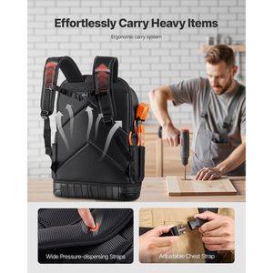 Bolsa de Trabajo Resistente para Electricistas, Mochila para Herramientas con 65 Bolsillos, Base Moldeada y Compartimento para Portátil - Product Image 3