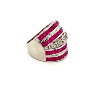 Grande bague en diamant rubis de taille carrée pour femme. Bijoux en pierres précieuses de luxe en argent sterling 925 faits à la main pour les mariages et les fêtes - Product Image 2
