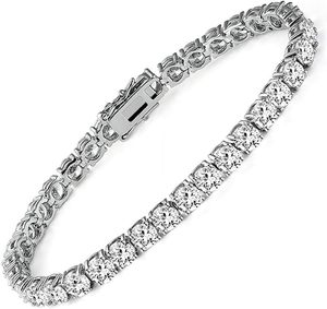 BRIVA JEWELS BJ006 สร้อยข้อมือเทนนิสโมอิสซาไนต์เงินแท้ 925 ชุบโรเดียมทรงกลม ดีไซน์ทันสมัย ของขวัญสำหรับผู้หญิง น้ำหนัก 4-8 กรัม - Product Image 1