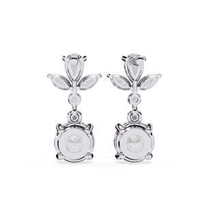 Pendientes de Lujo con Moissanita en Forma de Marquesa, Pera y Redonda, Pendientes Colgantes con Moissanita Redonda de 5mm, Pendientes de Moissanita con Forma de Flor, Plata 925 - Product Image 6
