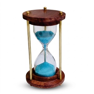 Handmade Wooden and Brass Hourglass <b>Sand</b> <b>Timer</b> Vintage Minute Sandglass Clock for Modern Luxury Home Office - Product Image 1
