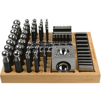 Juego completo de 41 piezas de bloques de acero para abocardado y punzonado con base de madera, herramienta para fabricación de joyas y conformado de metales
