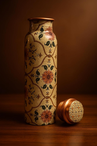 Pure Copper <b>Water</b> <b>Bottle</b> with Leakproof Lid Ayurvedic Reusable Drinking Flask for Yoga <b>Gym</b> Office Home and Travel - Product Image 3