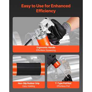 8000 PSI High Pressure Heavy Duty Pistol Grip Grease <b>Gun</b> Kit 14 oz Capacity Includes 18-Inch Flex <b>Hose</b> 1 Extension Rigid <b>Pipe</b> 1 - Product Image 6