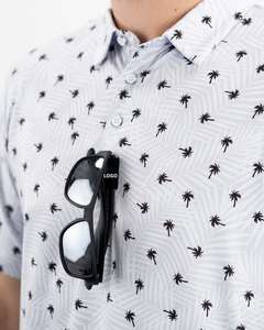 Polo para Hombre con Estampado de Palmeras, Manga Corta, Diseño Tropical, con Presilla para Gafas de Sol, Casual, Deportivo, para Golf, Prenda Masculina Elegante - Product Image 2