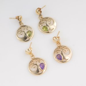 Pendientes Colgantes de Árbol de la Vida Chapados en Oro con Amatista Natural, Joyería Minimalista con Gema de Pera Inspirada en la Naturaleza, Regalo para Mujer, Fiesta - Product Image 2