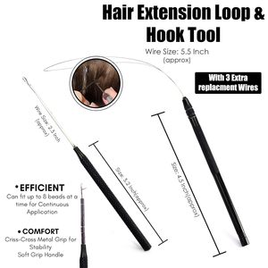 High Quality Stainless Steel Black Matte Hair Extension Tools Kit Micro Nano Ring Loop <b>Pliers</b> <b>Set</b> with Needle - Product Image 2