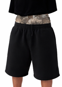 Double Waist Canvas Men's Shorts | <b>Layered</b> Streetwear Style | Oversized Fit | Breathable Drawstring Closure | 100% Cotton | - Product Image 3