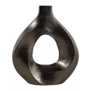 Jarrón moderno de metal negro con centro abierto, 9 pulgadas de alto y 8 pulgadas de ancho - Product Image 4