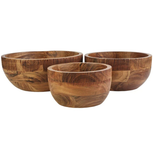 Ensemble de 3 bols à salade en bois d'acacia faits à la main, design moderne et écologique, accessoire de cuisine au meilleur prix - Product Image 1