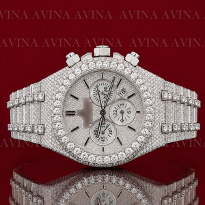 Luxury Iced Out Moissanite <b>Chronograph</b> Watch for Men | Full Pave Rose Gold Diamond Watch | Stainless Steel Hip Hop Timepiece - Product Image 4