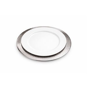Elegant Hammered Rim Silver Charger <b>Plates</b> Metallic <b>Decorative</b> Dinner <b>Plate</b> for Events Party Supply & Modern Home Kitchen Decor - Product Image 3