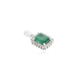 Wholesale Classic Octagon Cut Natural <b>Emerald</b> & Diamond Halo <b>Pendant</b> in 925 Sterling Silver Fine Jewelry For Women's - Product Image 3