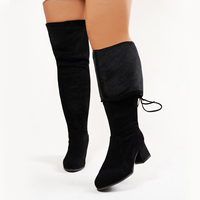 Bottes hautes au-dessus du genou à enfiler, doublées polaire, élastiques et confortables, toutes saisons, grandes tailles et largeurs, directement de l'usine