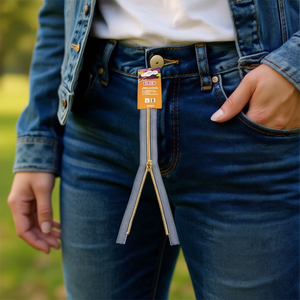 Cerniere Ilan 30 cm in metallo dorato per jeans e abbigliamento - Product Image 2