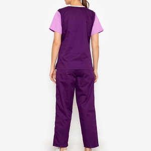 Women's <b>Scrub</b> <b>Top</b> V-Neck Short Sleeve With Pockets Hospital Uniform Woven Cotton Polyester Blend - Product Image 2