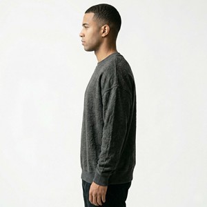 Custom OEM Heavyweight Oversized <b>Men</b> Sweatshirt Drop Shoulder Streetwear <b>Pullover</b> with Raw Edge Star Applique - Product Image 3