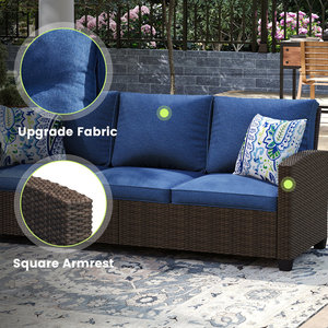 Groupe de sièges de canapé en rotin extérieur 7 pièces pour ensembles de jardin - Product Image 4